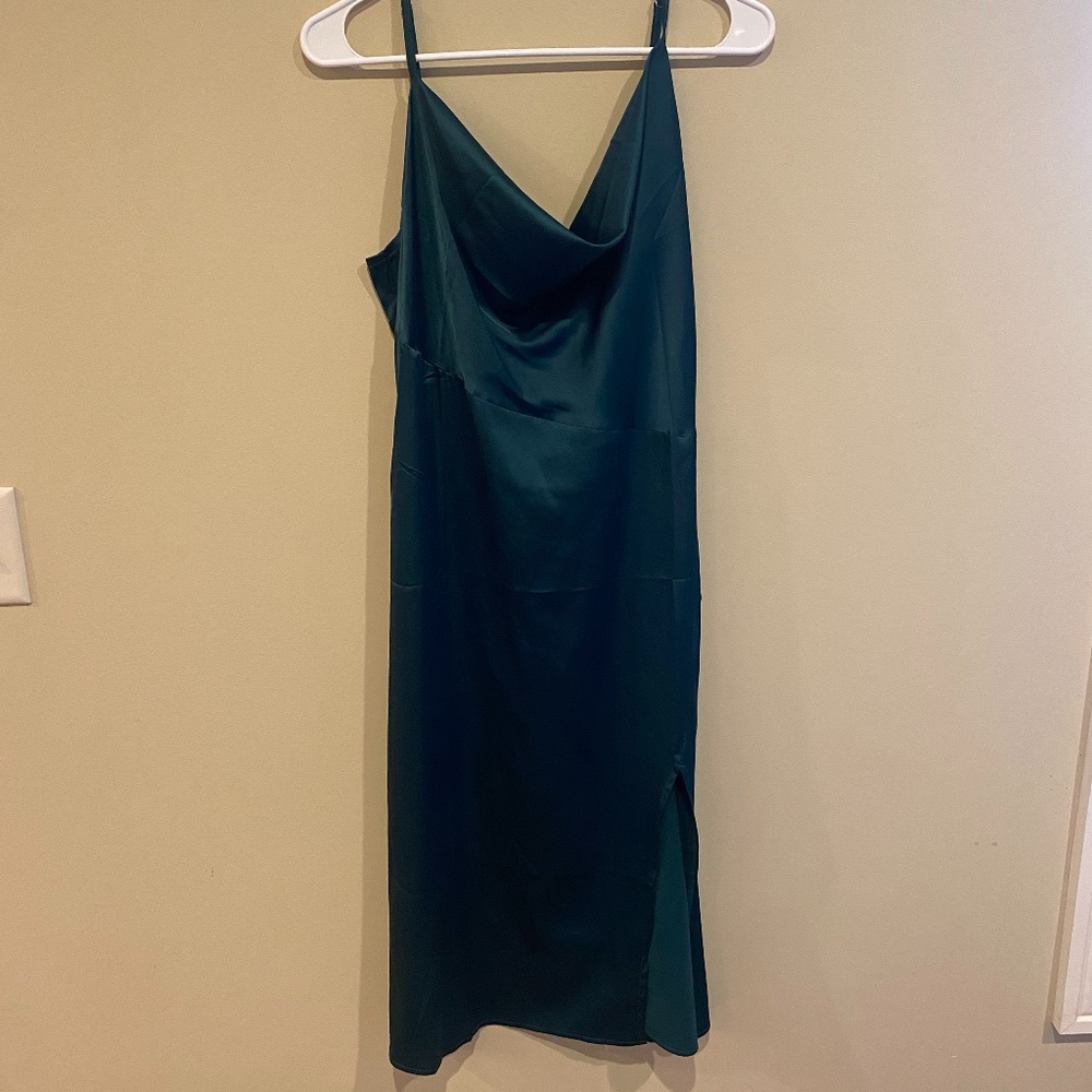 Green Satin Midi-Dress
